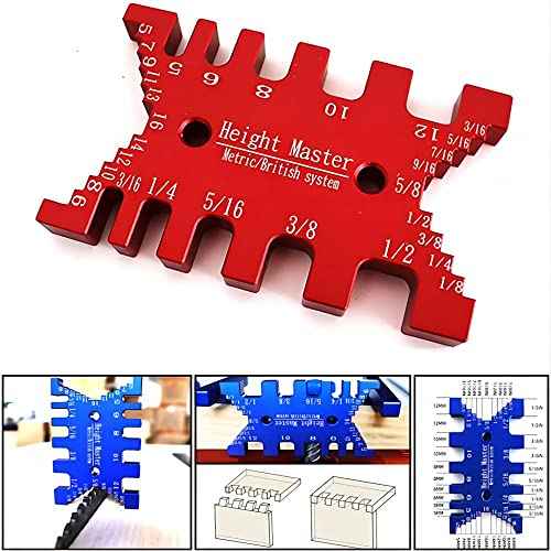 High Precision Aluminum Dovetail Jig Metric and Imperial Tenon Caliper Card Gauge for Measuring Height Woodworking Saw Table Machine Gaps Precision Measuring Tool,MG-016R