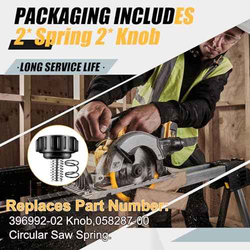 396992-02 Circular Saw Guide Screw Replacement Parts Fits DeWalt Power DC390K, DCS391L1, DCS56, DCS393, DCS391-B3, with 058287-00 Spring(2-PACK)