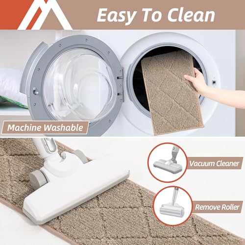 COSY HOMEER Beige Edging Stair Treads Non-Slip Carpet Mats 28x9 Inches, 15 Pieces
