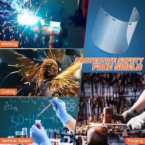 Saillong 2 Pack Clear PETG Face Shield Compatible with MCR Safety 181640, 16x8x0.06 Inches Splash Protective and Impact Resistance, Polycarbonate Safety Faceshield Compatible with MCR Safety Headgears