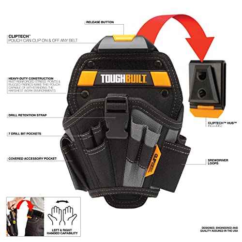 Tough Built Drill Holster Pouch TB-CT-20-L Pocket Work Wear Belt Clip Tools