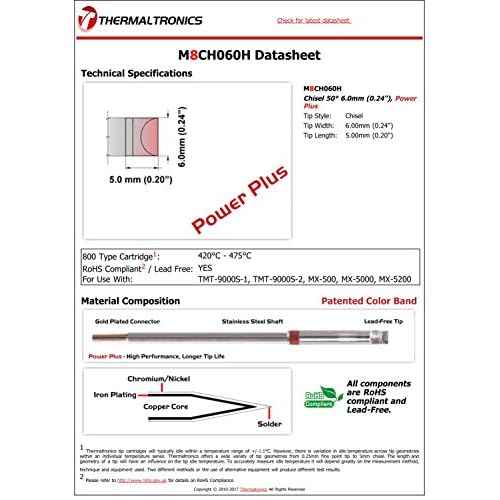 Thermaltronics M8CH060H Chisel 50deg 6.0mm (0.24in), Power Plus