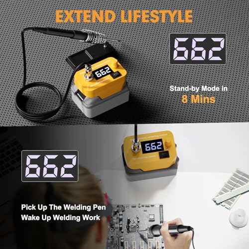 Cordless Soldering Station for Dewalt 20V Max Battery-with 2 Auxiliary Helpers Electric Digital LCD Display Soldering lron Station Fast Heating Up Soldering Station for DlY,Appliance Repair-Tool Only