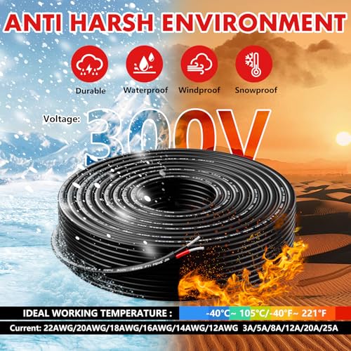 Oududianzi 30FT 2-Conductor 18 AWG Electrical Wire Stranded PVC for Automotive Marine LED Lighting