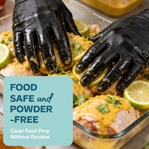 GUSTO Large Disposable Heavy Duty Nitrile Gloves 6 Mil - Pack of 100