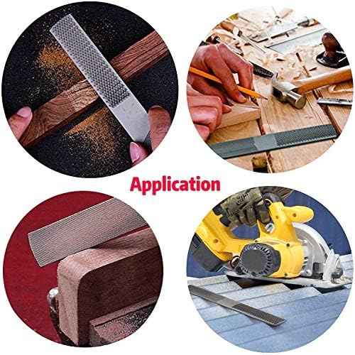 2P Hand File Set - 4 Way Rasp, Half Round, Flat & Needle Files for Wood & Metal Tools