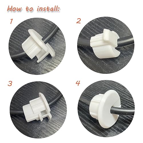 Sactulaz Wall Bushing Grommet for Starlink Dishy Router Ethernet Cable - White, 2 Pack