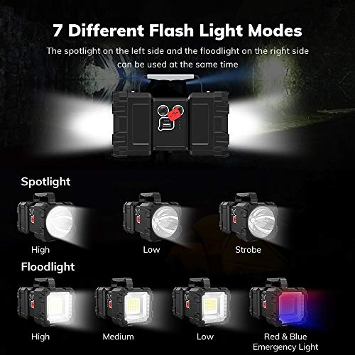 Bright Rechargeable Flashlight, Portable Handheld Spotlight Searchlight 10000mAh 1200LM with 3+4 LED Lights Modes, Waterproof Flashlight with USB Output Power Bank