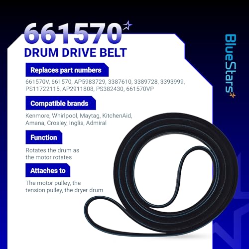 Ultra Durable 93.5 Inch Dryer Drum Belt for Whirlpool Kenmore 661570, 3387610
