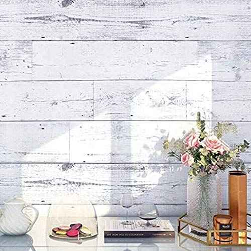 17.7"x 118" Peel and Stick Wallpaper Self-Adhesive Shiplap Light Grey/White Distressed Wood Plank Removable repasted Decorative