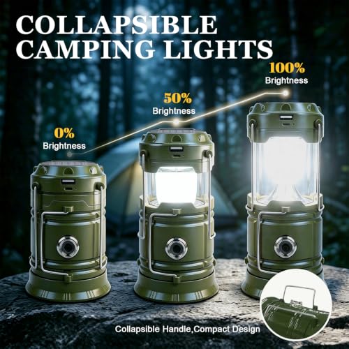 Solar Camping Lantern & Emergency Flashlight – Collapsible, Rechargeable, Waterproof LED Lantern