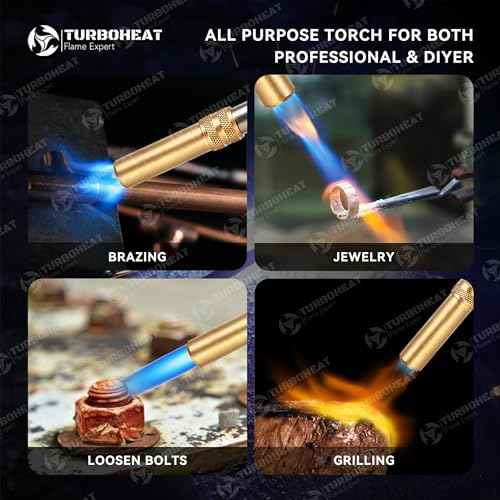 High-Intensity Turbo Torch Head with Auto-Igniter - for Propane/MAPP Gas (Cylinder Not Included) - with Rubber Grip for Soldering, Brazing, Welding
