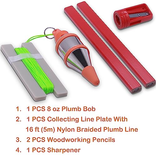 Plumb Bob - 8 oz(227g) Plumb-Rite With 16 ft(5m) String, Pencil