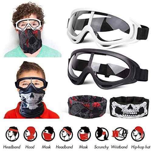 POKONBOY Protective Goggles/Safety Glasses/Motorcycle Eyewear Compatible with Nerf Guns for Kids Teens Game Battle Outdoor
