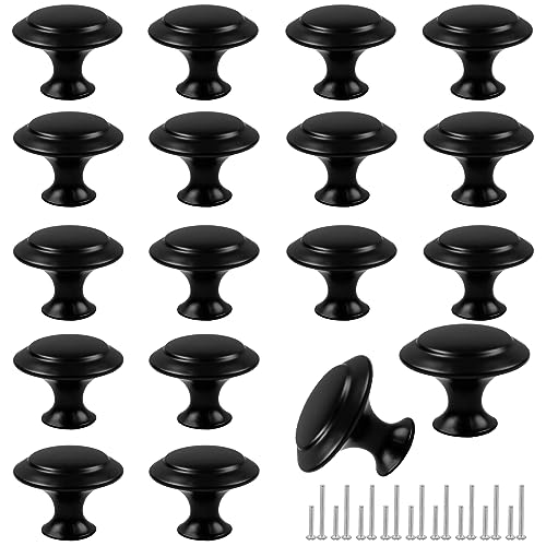 Romeda Round Black Drawer Knobs 30mm - Set of 18 for Cabinets & Dressers