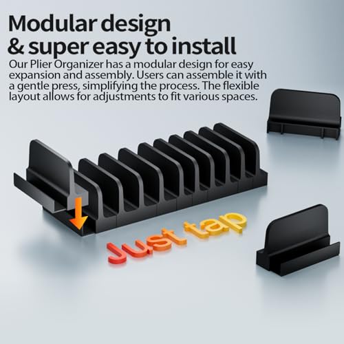 Mudygelay 44Pcs Modular Pliers Organizer for Tool Box Drawer – Black Non-Magnetic