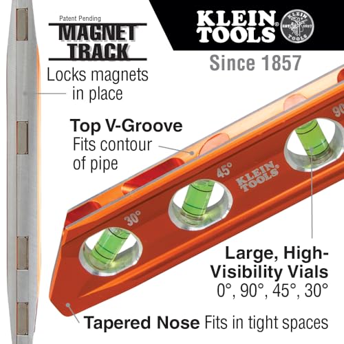 Klein Tools 935RB 8-Inch Magnetic Billet Torpedo Level, Standard
