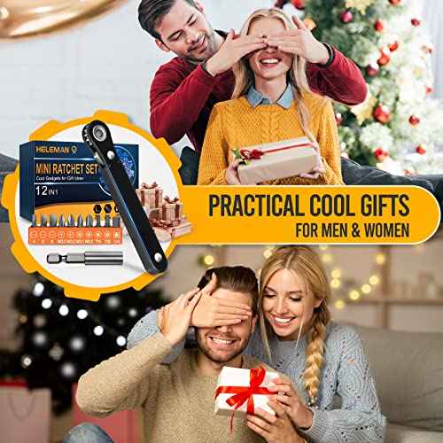 Right Angle Screwdriver Stocking Stuffers - Mini Ratcheting 90 Degree Offset Bit Set EDC Gear Pocket Screwdriver Low Profile Ratchet for Tight Space Sewing Machine Tool Gifts for Men Women