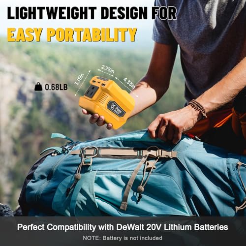 Azocek 220W Power Inverter for DeWalt 20V Battery - 1-Pack Yellow