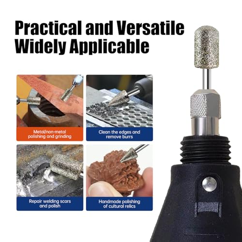 Diamond Grinder Bits for Dremel Tool Accessories, 20Pcs, 1/8" Shank, 120-Grit, Rotary Tool Diamond Bits for Stone Glass Resin Porcelain Ceramic Nail Glaze Metal Carve Engrave Polish