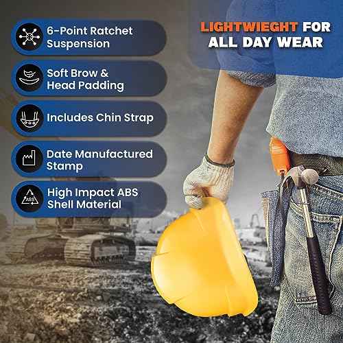 ACERPAL Cap Style Non-Vented Solid Color OSHA Hard Hat with 6-Point Suspension