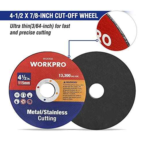 WORKPRO 10-Pack Cut-Off Wheels, 4-1/2 x 7/8-inch Metal&Stainless Steel Cutting Wheel, Thin Metal Cutting Disc for Angle Grinder