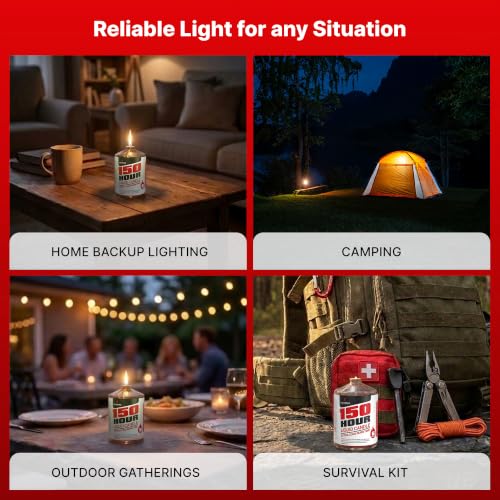 CATERPAX Emergency Candles 150 Hours - Pack of 4 Long Burn Power Outage Candles
