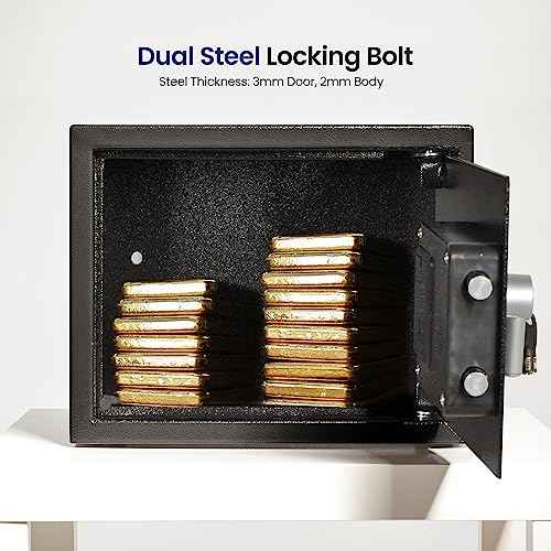 SereneLife Electronic Safe Box | Heavy Duty 12.2¡¯¡¯ x 7.8¡¯¡¯ Lockbox | Digital Keypad Code & 2 Key access | Small Money Safe for Home & Office | Secure Cash, Jewelry, Valuables | Wall & Floor Mountable