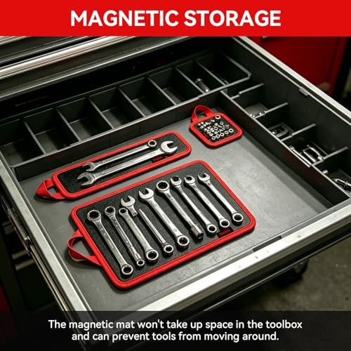 Flexible Magnetic Tool Mat with Non-Slip PVC Tray - Universal Garage Organizer