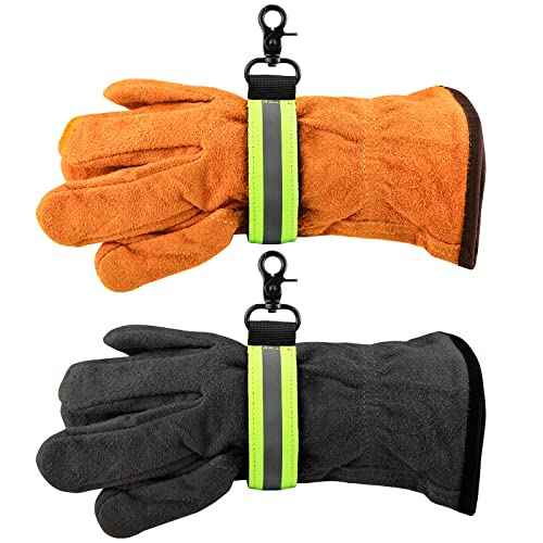 Firefighter Glove Strap, 2 Pcs Heavy Duty Adjustable Safety Strap with Reflective Trim for Turnout Gear Glove, Durable Firefighting Gear Accessories for Firefighter with High Visibility Design