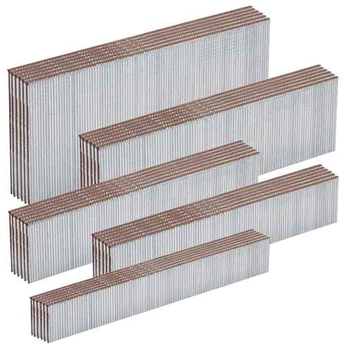 18 Gauge Galvanized Brad Nails Brown T-head 5 Sizes 1500-Pack (5/8"+3/4"+1"+1-1/4"+2"),300 per size, Assorted Size Project Pack, for Pneumatic, Electric 18GA Brad Nailer Gun