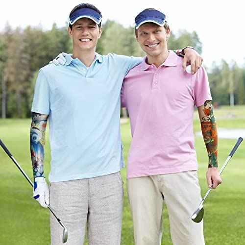 Geyoga 12 Pcs Tattoo Sleeves Fake Arm Sleeves Cover Realistic Soft Elasticity UV Protection for Men Women Working