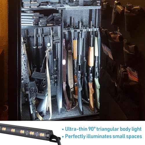 TORCHSTAR LED Safe Lighting Kit 3CCT, (6) 12 Inch Linkable Light Bars, Motion Sensor, 3000K/4000K/5000K Selectable, 900LM Safe Light Kit for Gun Safe Under Cabinet Locker Closet, UL Power Adapter