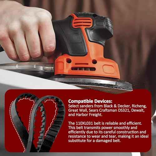 HASMX 110XL031 Timing Belt Rubber Geared Drive Belt for Black and Decker Sander, 11" Length, 5/16" Wide, 55 Teeth (2-Pack)