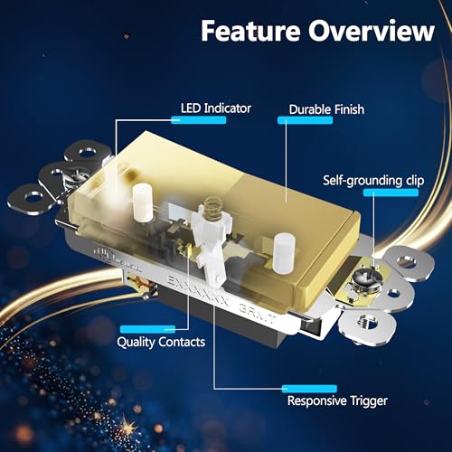 LIDER Gold Single Pole Light Switch 15A Frameless Decorator Style