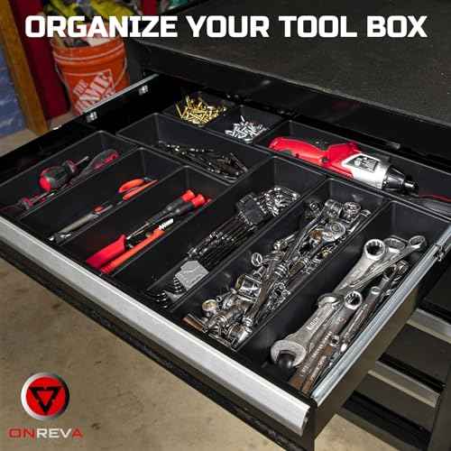 ONREVA Tool Box Organizer Tray Divider Set, Extra Large Toolbox Trays, Tool Box Organizers and Storage Kit, Rolling Tool Chest Drawer Bins, Hardware Screwdrivers Pliers Organization, 12pcs