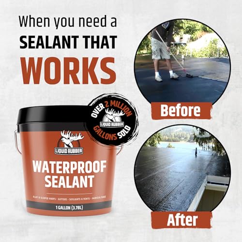 Liquid Rubber Waterproof Sealant - Roof & Gutter Coating, 1 Gallon, Black
