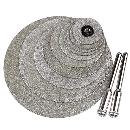 Wolfride 10Pcs Diamond Cutting Wheel Cutting Discs for Rotary Tool Disc Drill Blades and Mandrel for Glass Tile Metal