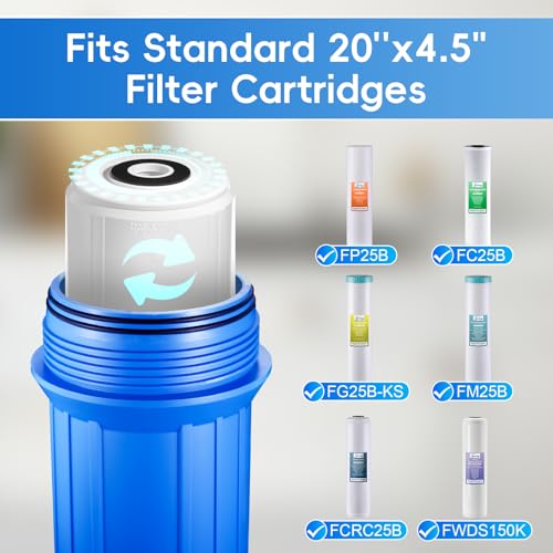 iSpring HB28B 20-Inch Whole House Water Filter Housing with Pressure Release, Universal 4.5" Diameter