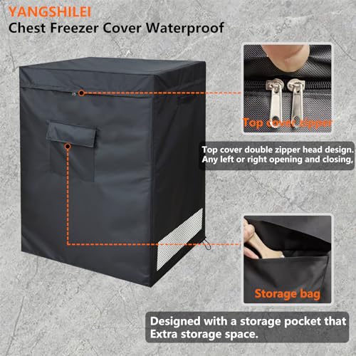 YANGSHILEI 38W×23D×34H Chest Freezer Cover 7.0 Cu Ft Outdoor Weatherproof