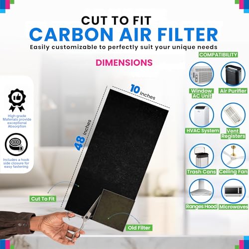 Bagean 10 x 48 in Activated Carbon Filter Sheet (2-Pack) for Air Purifiers & Vents