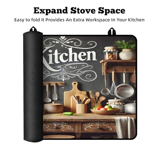 AOHMPT 30"×21" Stove Top Cover 3-in-1 Heat-Resistant Protector Mat (Cookware) – Includes 28"×20" XL Fit, Geometric/Floral/Abstract Patterns