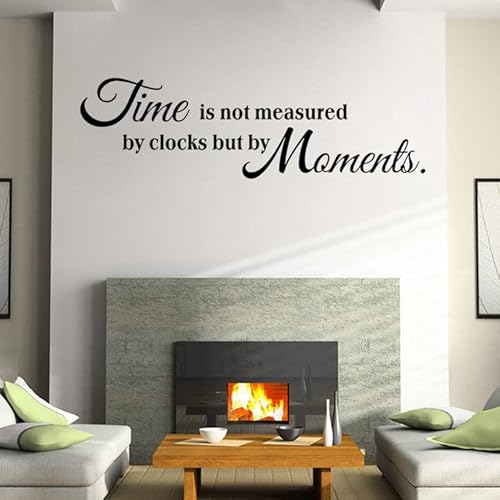 Inspirational Quote Wall Stickers,Time is Not Measured by Clocks But by Moments Motivation Saying Vinyl Removable Wall Decal for Home, Positive Words Wall Decor for School Office