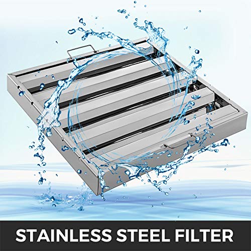 VBENLEM 19.5W x 24.5H Inch 430 Stainless Steel Hood Filter Pack of 6, 4-Groove Commercial Range Hood Filters