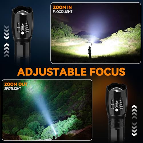 BESTSUN Black Mini Tactical LED Flashlight 2 Pack, Waterproof, 5 Modes, Zoomable, Compact for Camping & Emergencies
