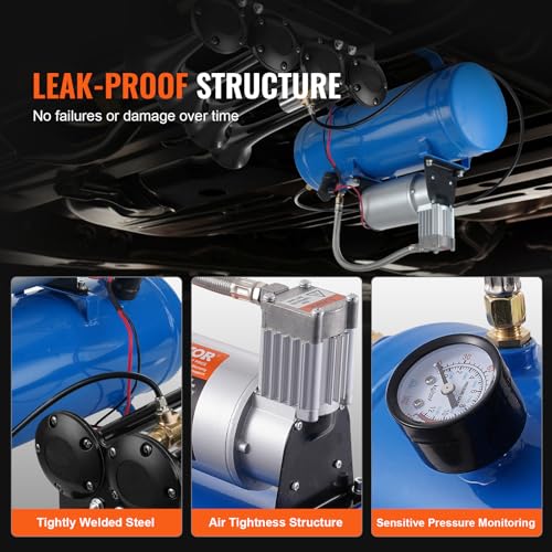 VEVOR 12V Blue Air Compressor with 1.6 Gallon Tank for Tire & Air Mattress Inflation