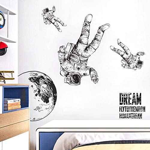 Astronaut Wall Sticker Removable Large Spaceman Wall Decal Nursery Decor Gift for Kids Boy Girl Bedroom Art Home Decoration Mural Interior Design