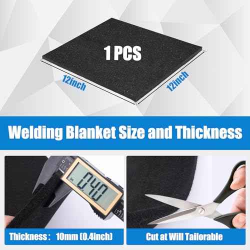 10MM Thick 12x12 Inch Fireproof Welding Blanket, 10mm Thickened Pad Fire Resistant Carbon Felt Cloth Flame Retardant Fabric Protector Pad for Soldering Firepit Smoker