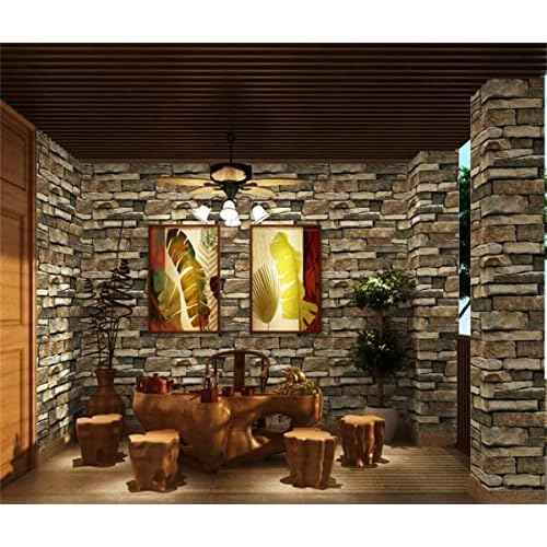 TUOKING Peel and Stick Stone Wallpaper Self-Adhesive Removable Wallpaper Home Decoration for Bedroom, Kitchen 17.7 in x 9.8 ft, Stone Brick