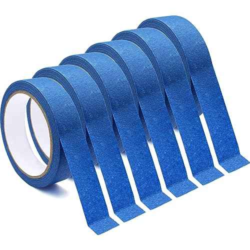 Masking Tape 0.94 inches x 66 feet, 6 Pack Multi-Surface Blue Painters Masking Tape Paint Tapes for Painting, Decorations, Crafts, Arts, Labeling, Indoor and Outdoor Use, Medium Adhesion